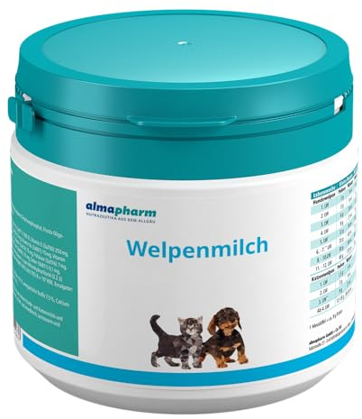 almapharm Welpenmilch | 250 g | Muttermilchersatz für Hunde- und Katzenwelpen | Nach dem Vorbild der Natur | Zur mutterlosen Aufzucht und zur Beifütterung | Ausgewählte Zutaten