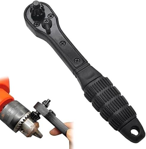 2 in 1 Drill Chuck Ratchet Spanner, Drill Chuck Key, Ratchet Wrench 2 Modes Applicable Easy Operation Black Carbon Steel Widely Used Multifunctional Use for Universal Electric Drills Spanners (1pc)