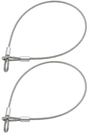 OTOTEC 2 Piezas Cable de Acero Inoxidable con Extremos de Doble Bucle Longitud de 50 Cm Diámetro de 4 Mm Resistencia A La Rotura de 1684 N Carga Normal de 168 Kg para Viajes Al Aire Libre para Colgar
