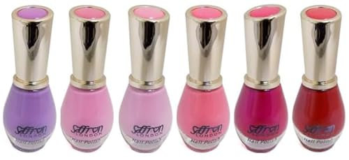 6 x 13ml Bottles Saffron Candy Colours Nail Polish Varnish Pink Lilac Pastel Fuschia
