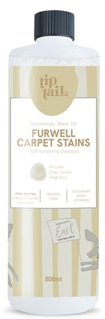 Tip Tail Furwell Carpet Stains - Pet Stain & Odour Remover, Eliminates Tough Pet Stains like Urine, Poop, Mud & Drool, Discourages Repeat Offending, Soft Furnishing Shampoo, Lemon Fragrance (500 ml)