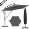 Ampelschirm Sonnenschirm + Abdeckung Ø310 cm & Kurbelvorrichtung Kurbelschirm mit Schutzhülle und Ständer, Gartenschirm Sonnenschutz UV-Schutz | Wasserdicht 360° Grad Drehbare Marktschirm Dunkelgrau