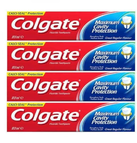 4 x Colgate Maximum Cavity Protection Toothpaste 100ml x 4 Pack – Fights Cavities, Strengthens Enamel, Fluoride Formula, Fresh Mint Flavor, Daily Oral Care for Healthy Teeth & Gums