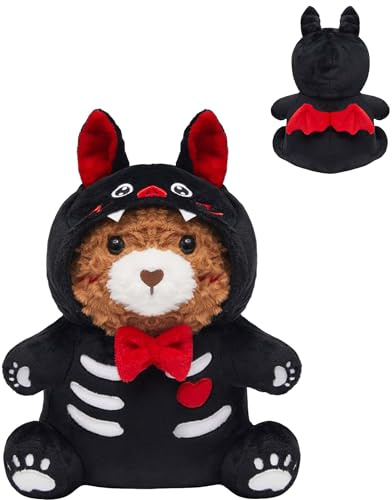 OLAOLA Peluche Ours Déguisée en Chauve-Souris, Coussin Doux 37 cm en Peluche, Cadeau Mignon de Doudou Ours pour Enfants et Adultes