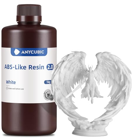 ANYCUBIC ABS-Like Resin 2.0 für alle Harz-3D-Drucker (Weiß, 1 kg) | 3D Drucker Resin mit hoher zähigkeit, Präziseren Details, Geringem Geruch, breite kompatibilität