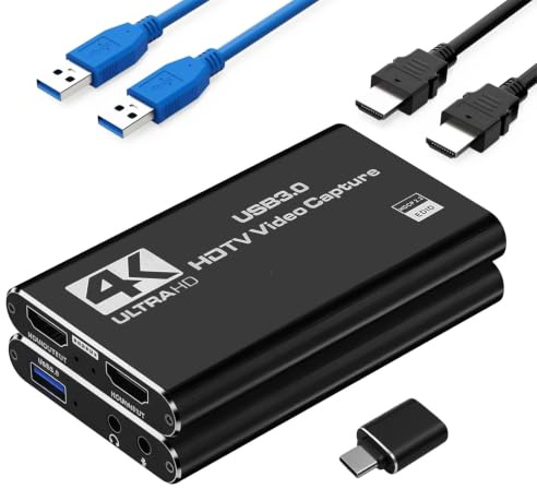 Scheda Acquisizione Video HDMI, USB 3.0 1080P HD HDMI Video Capture per Streaming Gaming OBS Compatibile con PC Switch PS5 Xbox MacBook iPad Camera