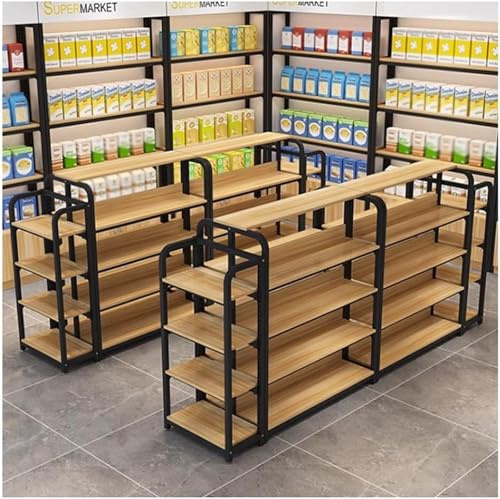 HeavyDuty Commercial Market Shelf Display Rack Center Island Cabinet Garage Shelving Unit for Stores Drugstores Märkte (Black 60x60x130cm)