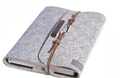 Kalender Personalisiert Notizbuch A5 Filz Hülle m. Name Kalenderhülle grau Leder Retro