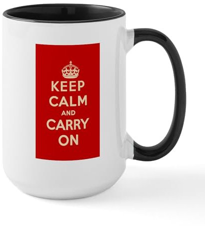 CafePress Keep Calm and Carry On Large Mug 15 oz (444 ml) Ceramic Coffee Mug