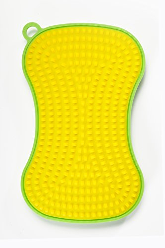 Kochblume Scrubby | Reinigungsschwamm aus Silikon | Premium-Silikon | Hitzebeständig | Spülmaschinenfest | Für leichte und hartnäckige Verschmutzung | Farbe: limette/gelb