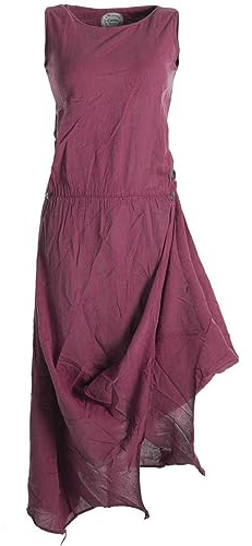 Vishes - Alternative Bekleidung - Ärmelloses Lagenlook Kleid aus Baumwolle zum Hochbinden dunkelrot 36-38