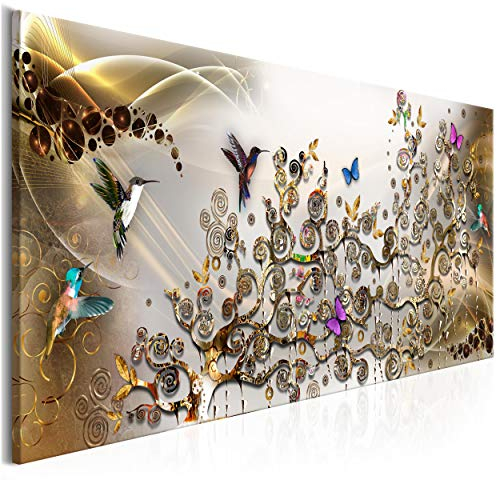 decomonkey Bilder Gustav Klimt Abstrakt 150x50 cm 1 Teilig Leinwandbilder Bild auf Leinwand Vlies Wandbild Kunstdruck Wanddeko Wand Wohnzimmer Wanddekoration Deko Baum Schmetterling