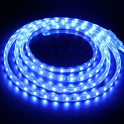 XUNATA 4m Tiras LED Azul, 220V SMD 5050 60LEDs/m, IP67 Impermeable, Escalera de Techo Tira de LED Cocina Cable Luces Flexible LED Strip Light Decoración