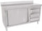 Beeketal 'BAS140-60R' Gastro Edelstahl Küchenschrank mit 3 Schubladen (rechts), 2 Rolltüren und 4 verstellbaren Standfüßen, Küchen Arbeitsplatte mit 10 cm Aufkantung - (L/B/H) ca. 1400 x 600 x 950 mm