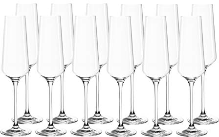 LEONARDO Home Set 12 Verres à Champagne Puccini, Coupes à Champagne, Verre en Cristal Teqton, Lavable au Lave-Vaisselle