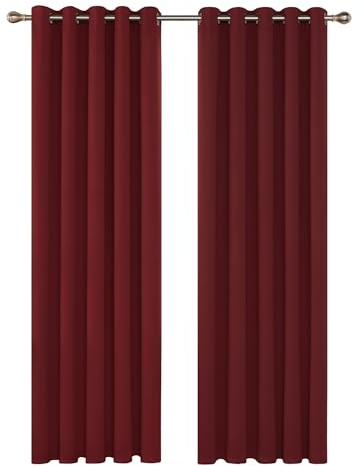 Deconovo Blackout Curtains Super Soft Bedroom Curtains Thermal Insulated Energy Saving Curtains for Kids Red 90x108 Inch 2 Panels