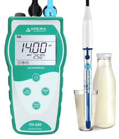 Apera Instruments PH850-DP Tragbares pH-Messgerät für Milchprodukte | Für Milchprodukte (Milch, Sahne, Joghurt) und flüssige Lebensmittel; inkl. LabSen 823 Elektrode; pH-Messbereich 0 bis 14,00
