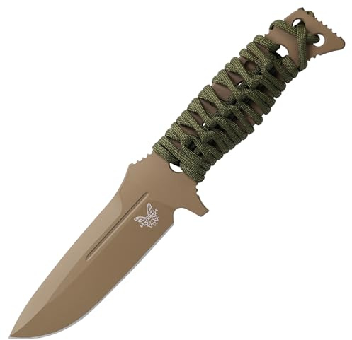 Benchmade - 375FE-1 festes Adamas-Messer, Drop-Point-Klinge, einfarbige Kante, flache Erde skeletonisiert mit Paracord-Griff