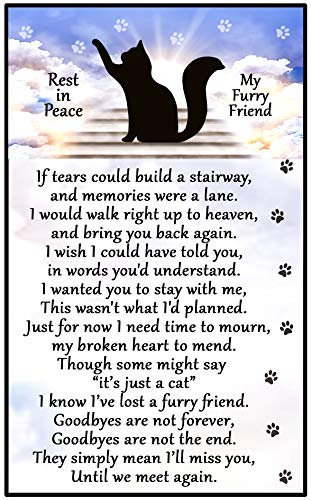 Cat RIP Bereavement Gift - Goodbyes verse, 6 x 4 inch Fridge Magnet, Pet loss, Remembrance, Memorial, Sympathy Flexible Magnet