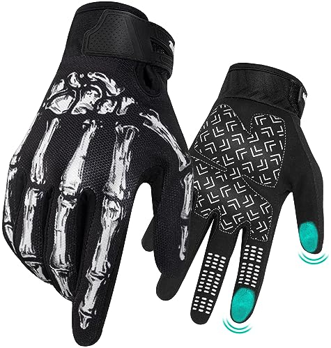 RIGWARL Touchscreen Motorrad Handschuhe Herren, Luftdurchlässige Mesh-Einsätze Handschuhe Skelett Damen, Rutschfest Leicht Langlebige Fahrradhandschuhe Motocross MTB Laufen, Radfahren, Klettern Garten