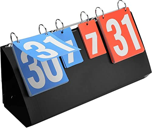 OUKENS Anzeigetafel, 6-stellige Sportanzeigetafel Seiten Flippen Sportwettbewerb Anzeigetafel, Tragbare Tisch-Scoreboard für Basketball Badminton Tischtennis