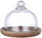 Lurrose Glass Cake Dome with Wood Base, Mini Dessert Cloche Dome Display Cases Bell Jars Display Server Tray for Birthday Wedding Party Picnic
