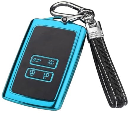 MARCHFA Schlüsselgehäuse für Captur Clio Megane Kadjar Koleos 2 Schlüsselhülle TPU 4 Tasten Blau 1 Stück