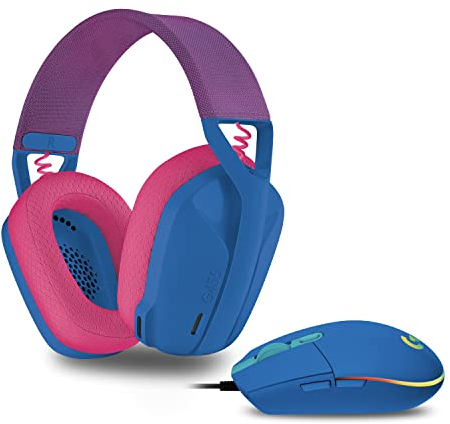 Logitech G203 LIGHTSYNC Mouse Gaming con Illuminazione RGB, Blu, with G435 LIGHTSPEED Cuffie Gaming Wireless Bluetooth, Blu