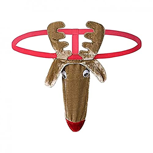 KOUYA Weihnachten Unterhose Herren Strings Thong Tanga G-String Reindeer Männer Body Lustig Chrismas Bikini Slips Kostüm Funny Wrestling Singlet Bodysuit Weihnachts Geschenkidee,Rot,Einheitsgröße