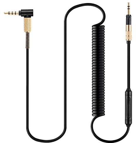 FAAEAL HD598CS Coiled Audio Cable Compatible for Sennheiser HD558 HD518 HD599 HD569 HD579 ATH-M50x M70x Headphones in-line Mic Control Extension Aux Cord 8ft