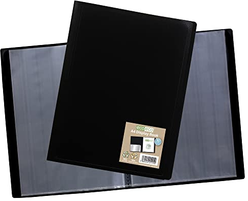 eco-eco Eco115 Porte-documents avec couverture souple Noir Format A4 100% recyclé 80 pochettes