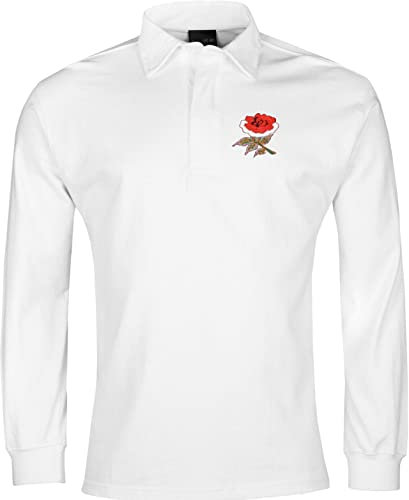 Old School Football England Retro Long Sleeve Rugby Shirt White (M)
