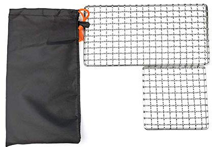 2pcs de grille de titane en plein air grille mini charbon de charbon de charbon de charbon filet Camping pot en poêle à pâtisserie Camping Camping Camp BBQ Wire Mesh-Barbecue Camping Pot