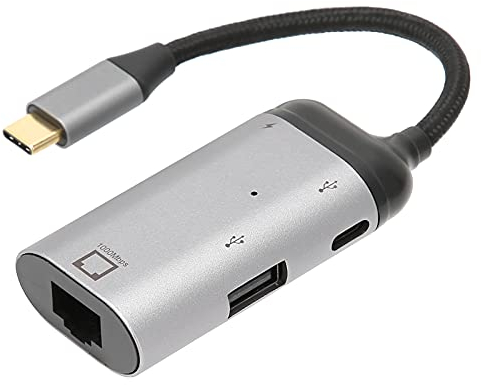 Bewinner USB C zu Ethernet Adapter, 3 in 1 Typ C zu Gigabit Ethernet LAN Netzwerk, 10/100/1000 Mbit/s, mit PD Schnellladung, USB A, USB C Anschluss für Laptops, Tablets