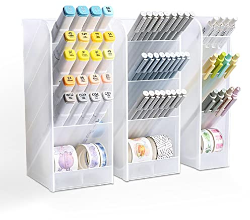 XIACIBDUS 3 pcs Pen Holder, Multifunction Desk Organiser Desk Tidy Pencil Pot, Makeup Brushes Holder Desktop Stationary Storage Organiser for Office, School, Home, Art Supplies (7.5cm and 5 cm)