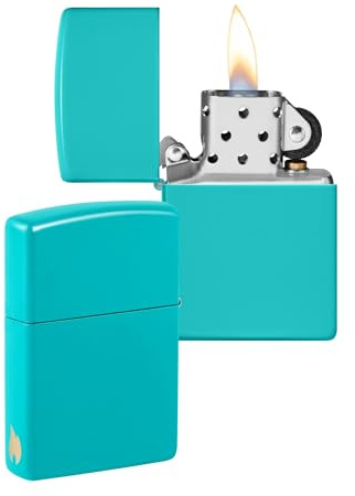 Zippo Briquet Tempête - Design Flamme - Turquoise Mat - Rechargeable - Réutilisable - Design Coupe-Vent - Coffret Cadeau Fabriqué aux États-Unis - Exclusivité Amazon