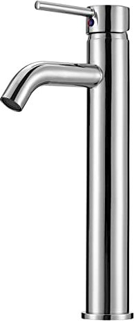 Rubinetto Lavabo Bagno Alto, Rubinetti Lavabo Miscelatori da Piano, Monocomando, Miscelatore Acqua Calda e Fredda, Acciaio Inox Cromato, Monoblocco Alti