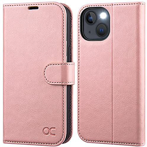 OCASE for iPhone 14 Plus Case, Premium PU Leather iPhone 14 Plus 5G Wallet Case Flip Phone Cover with[RFID Blocking][Card Holder][TPU Inner Shell] for the 6.7 Inch 14 Plus 2022 5G,Pink