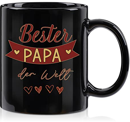Joymaking Tasse Bester PAPA der Welt, Geschenkidee für Papa zum Geburtstag, Vatertag, Weihnachtsgeschenke für Papa, Vatertag Geschenk Kaffeetasse, 320ml Schwarz-Rot