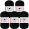 Wollidu Gina Chenille Garn zum Stricken und Häkeln 5 x 100g/120m Set 100% Polyester - Schwarz