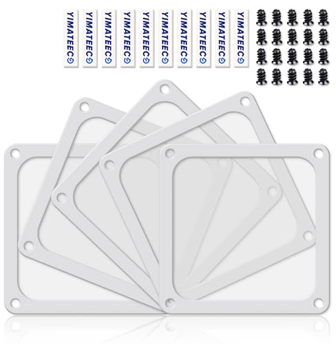 YIMATEECO Staubfilter PC Lüfterabdeckungen 140mm Ultrafein Nylon 80 Maschen Filter für Computer-Kühlerlüfter, Lüfterabdeckung mit Magnetischer Rahmen, PC Lüftergitter (Nylon, 140 * 140mm, 5Stü, Weiß)