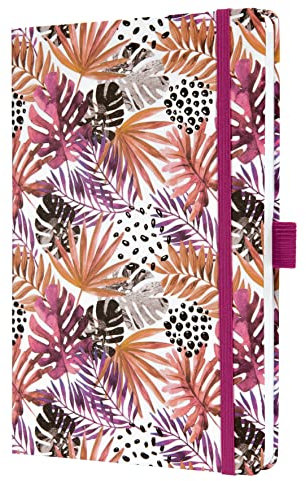 SIGEL JN355 Notizbuch A5 liniert, Tagebuch Jolie, Hardcover, Gummiband, Stifteschlaufe, Einstecktasche, apricot/violett, aus nachhaltigem Papier