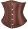 SZIVYSHI Korsett Damen Unterbrust Satin Lace Up Waist Cincher Corset Shaper Corsage (L, Braun)