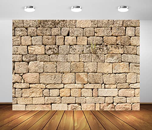BELECO 3x2m Stoff-Hintergrund mit Vintage-Ziegelsteinmauer für Fotografie, antike Felswand, strukturierte Ziegelstein-Hintergrundtapete, Burgsteinmauer für Partydekorationen, Studiokabine