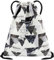 FenFang Turnbeutel mit Kordelzug, Kordelzugbeutel Sportrucksack Klein Turnsack Rucksack Beutel Faltbar, Tunnelzug Gymsack Sportbeutel Daypack mit Reißverschluß Innentasche Damen Frauen (Weiß)