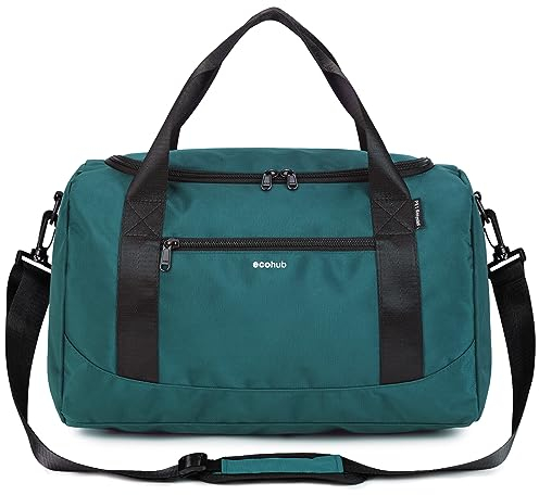 ECOHUB 20L Handgepäck Tasche, für Ryanair handgepäck 40x20x25, Faltbare Reisetasche Handgepäck Flugzeug, Wasserabweisend Sporttasche mit Schultergurt, Weekender Tasche Herren Damen(BlauGrau)