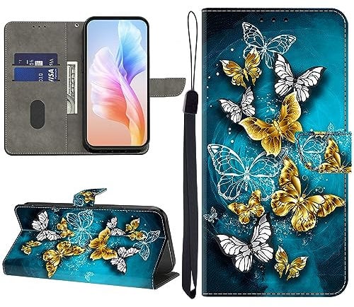 KEDBBAO Handyhülle für Motorola Edge 30 Neo Hülle Muster Klapphülle für Moto Edge 30 Neo Leder Tasche Case Magnet Motive Wallet Schutzhülle für Motorola Edge 30 Neo Hüllen, Grüner Schmetterling