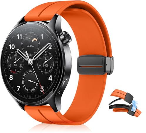 KeHowy 22mm Cinturino per Xiaomi Redmi Watch 5 Active/Watch 5 Lite/S4 Sport/2/S3/S1/S1 Pro/2 Pro, Silicone Magnetico Cinturini per Amazfit Balance/Bip 6/5/Cheetah Pro/GTR 4/GTR 3 Pro/GTR 3 - Arancione