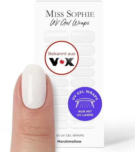 Miss Sophie UV Gel Pellicole per unghie Marshmallow UV I 20 strisce UV gel smalto tinta unita per unghie e piedi