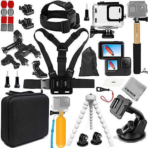 Gurmoir Accessori Essenziali Kit con Custodia Impermeabile per Gopro Hero 13/Hero 12/Hero 11/Hero 10/Hero 9 Nero, Action Camera Video Accessori Kit Set Pacchetti per Gopro 13/12/11/10/9 (PT10)